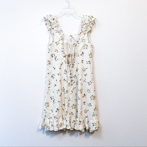 Free People Like A Lady Ruffle Mini Dress Ivory XS - Picture 7 of 7